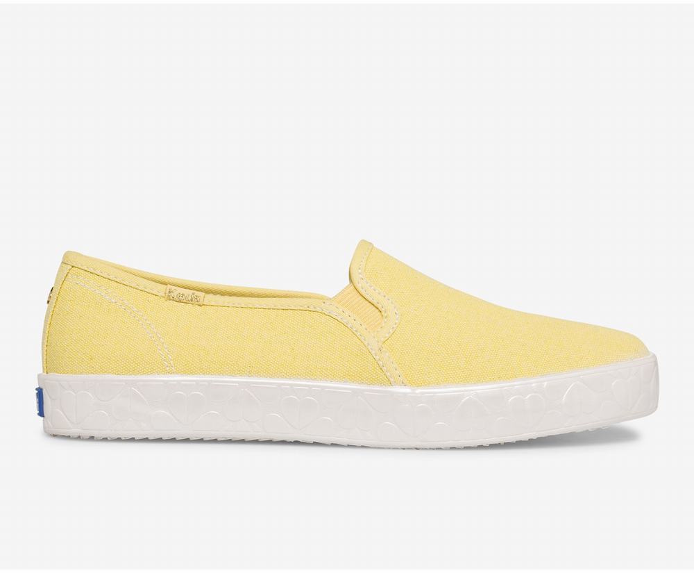 Women's Keds x kate spade new york Double Decker Logo Foxing Slip Ons Yellow 8521769IH - South Afric